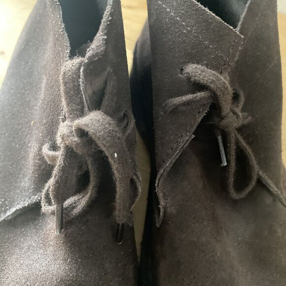 Saks Fifth Avenue Suede Ankle Boots Brown Leather Lace-up Chukka Shoes Sz 9.5 main image 4